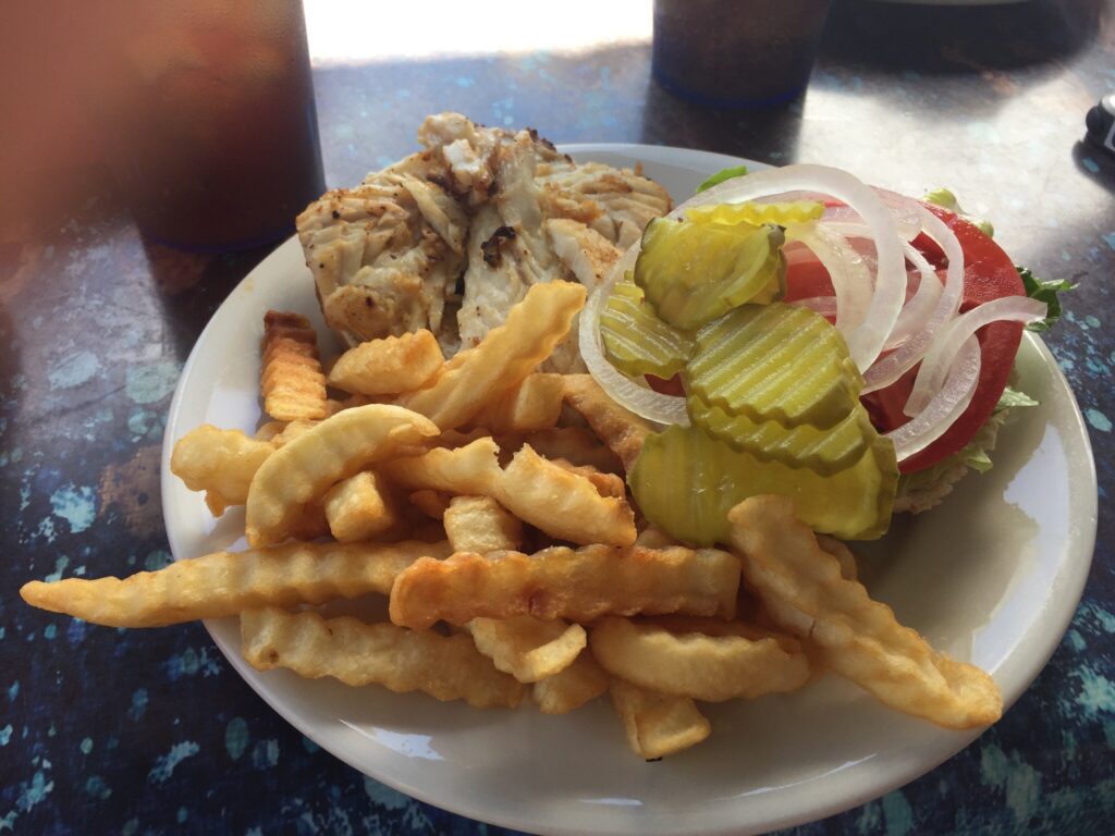 Bayou Joe's On Massalina Bayou photo of a lunch option with fries | waterfront restaurant in Panama City, Florida offering breakfast, lunch & dinner with a view